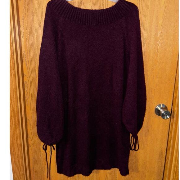 Express women’s burgundy sweater dress long sleeves with ties NWT (XS) - Picture 4 of 4